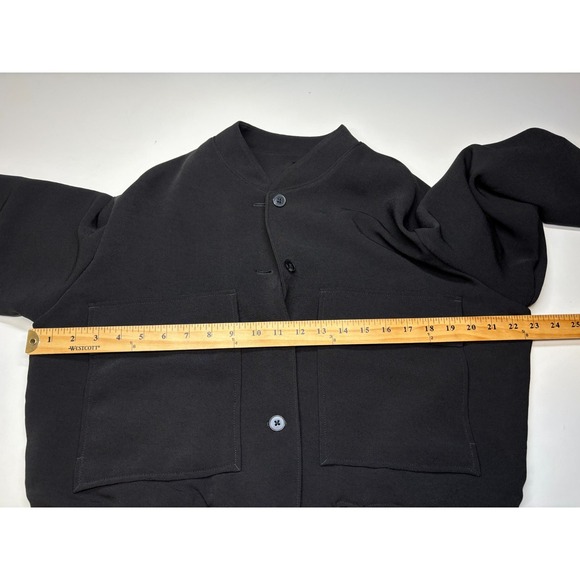 Express Jacket Womens M Black Cropped Bomber Patch Pockets New - Picture 7 of 9